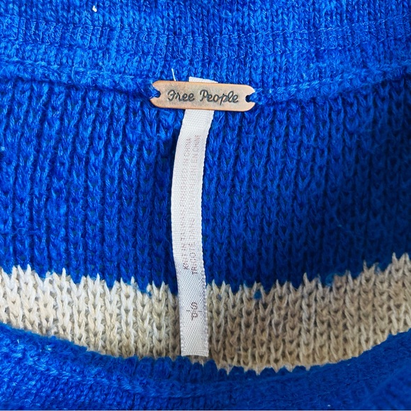 Free People Cassidy Off The shoulder Pullover in Cobalt Combo, Sz S - Picture 7 of 15